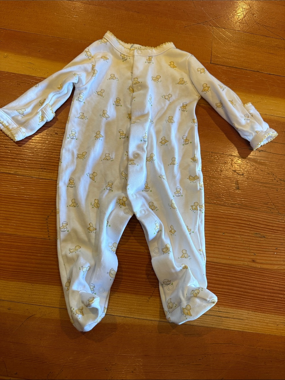 Kissy Kissy White Footed One-Piece with Yellow Duck Print
